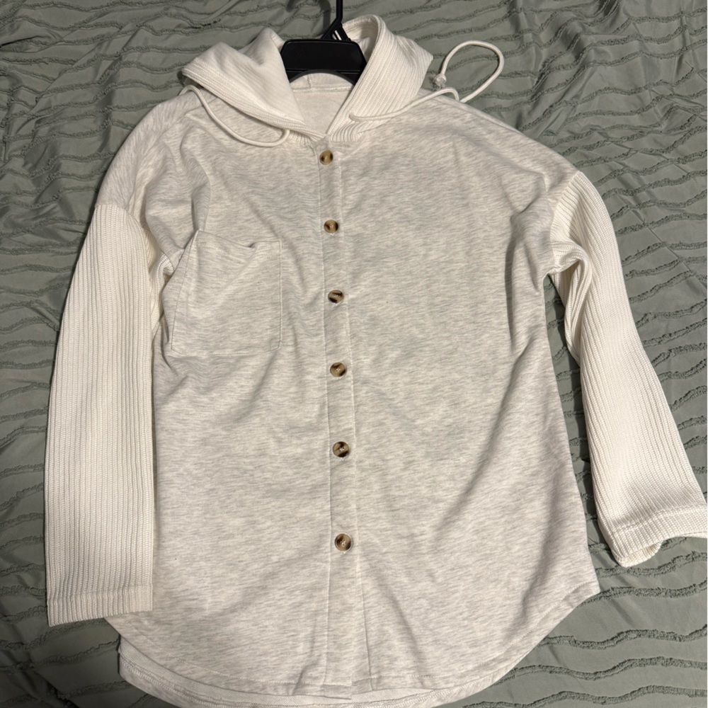 White Button-Up Hoodie